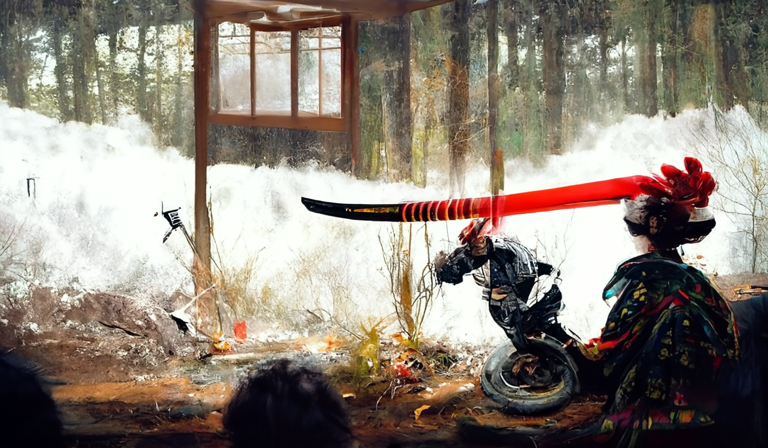 Samurai Slashing a Katana