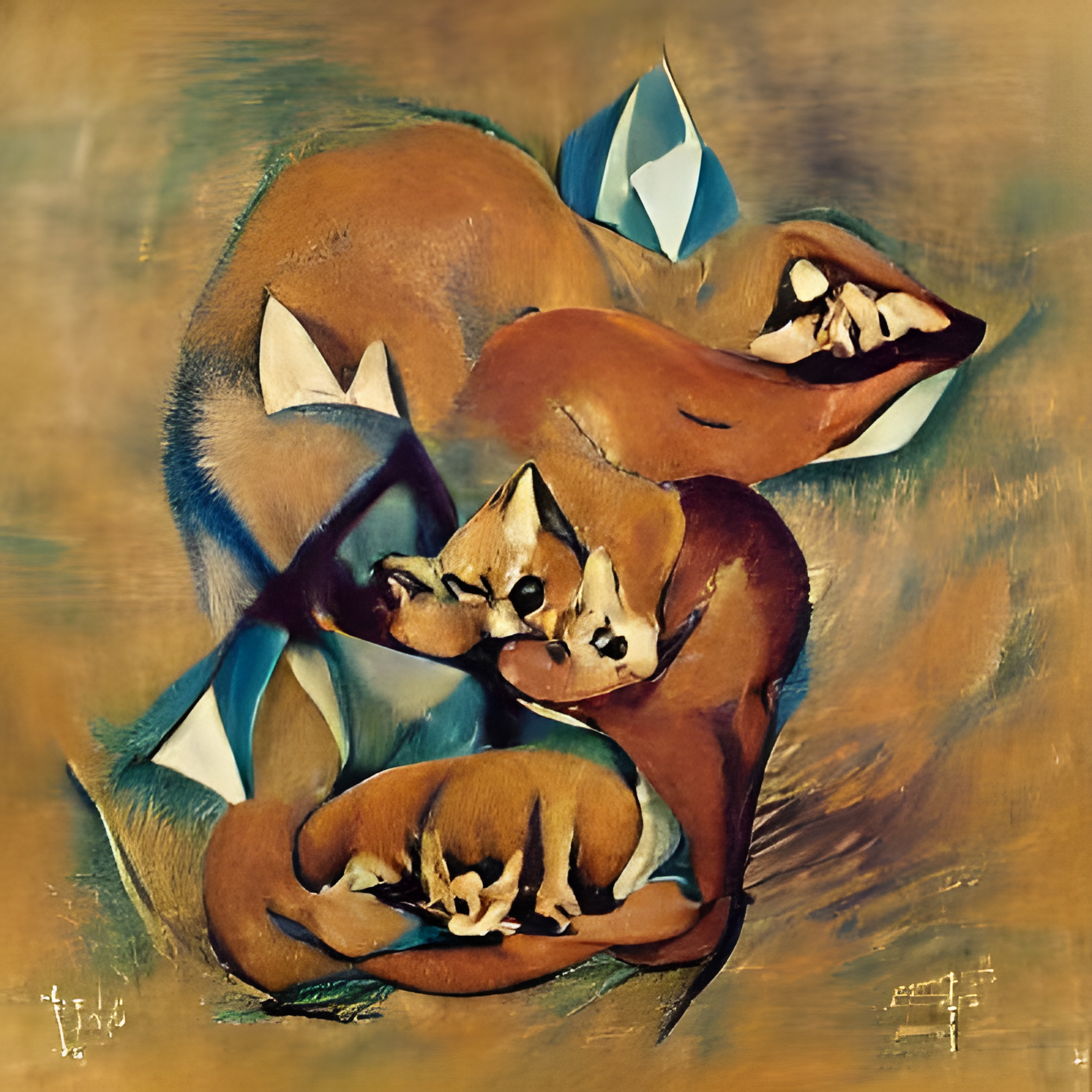 Cubist Baby Foxes