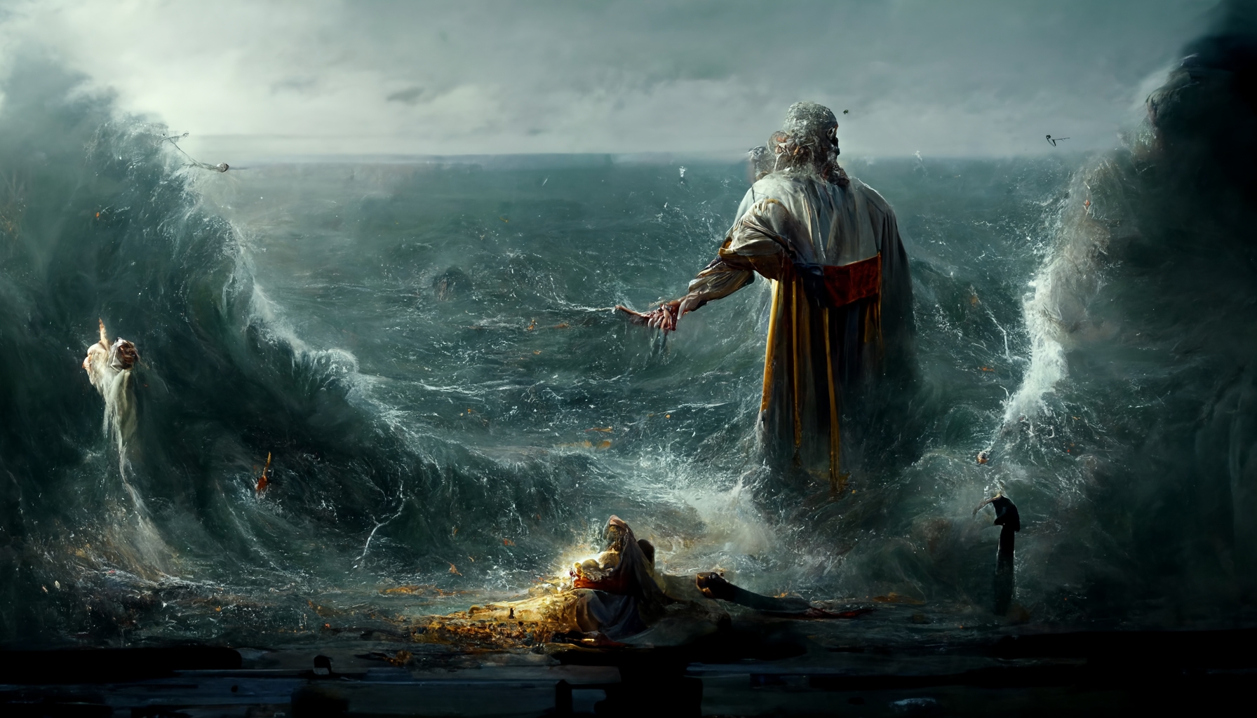 God splitting the sea