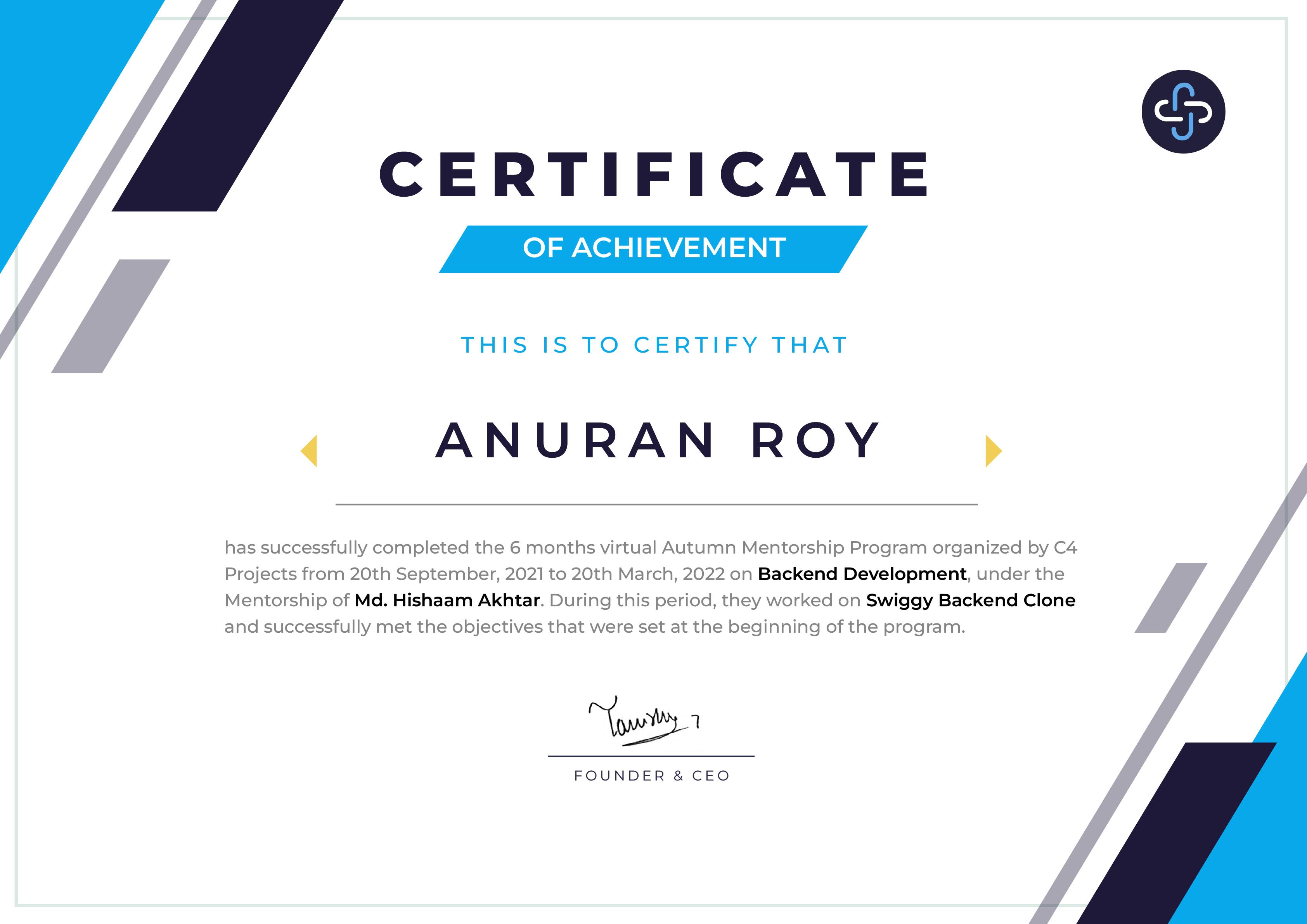 AMP Mentee Certificate #1