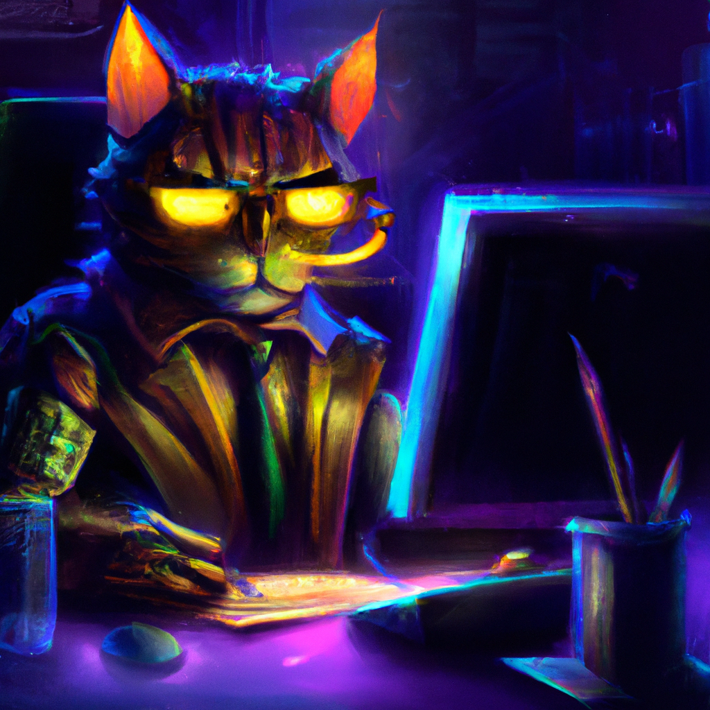 Cyberpunk Cat Accountant XIV