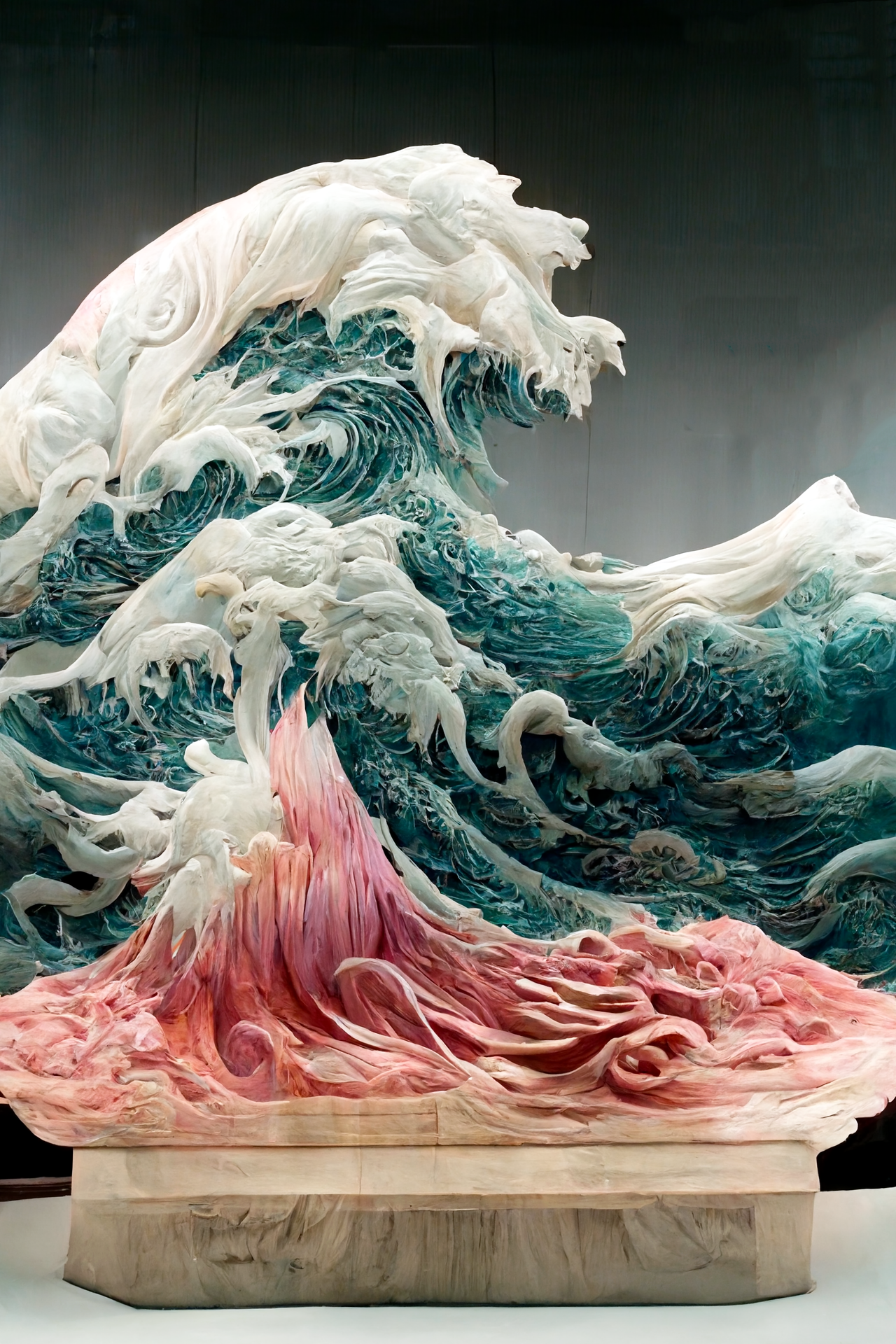 Carved Diorama of The Great Wave