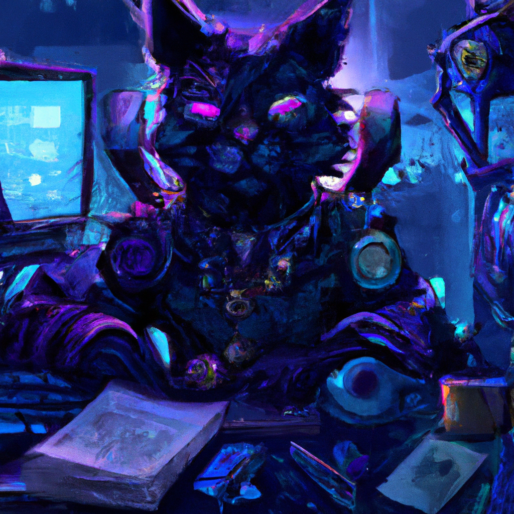 Cyberpunk Cat Accountant XVIII