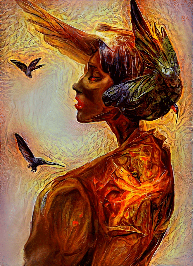 Fire Hummingbird Goddess