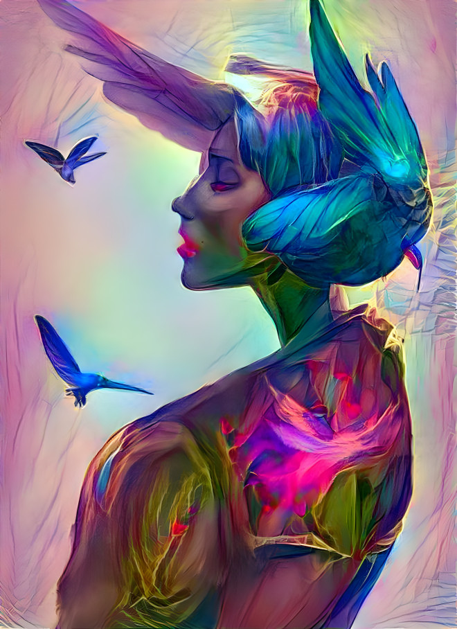 AI Goddess #3 Hummingbird